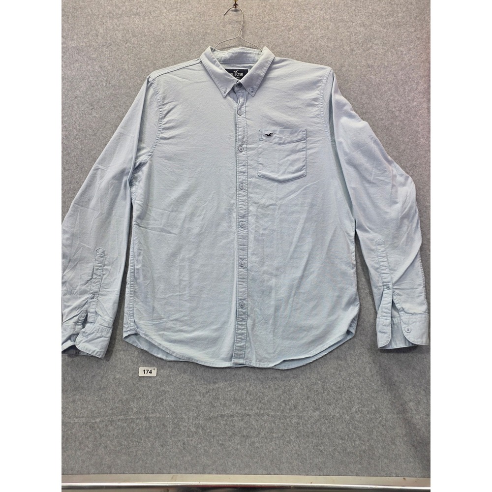 Hollister Epic Flex Stretch Oxford Shirt Mens Large Light Blue LongSleeve Button
